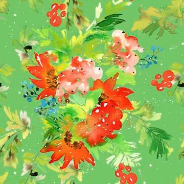 Watercolor seamless Christmas pattern Stock Illustration