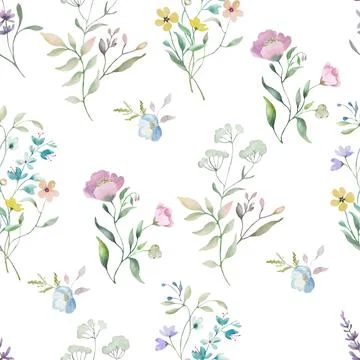 Watercolor seamless floral vector pattern Stock Illustration