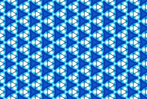 Watercolor seamless geometric pattern. In blue, black, white colors. Stock Illustration