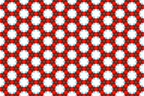 Watercolor seamless geometric pattern. In red, blue colors on white backgroun Stock Illustration