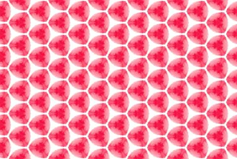 Watercolor seamless geometric pattern. In red color, white background. Stock Illustration