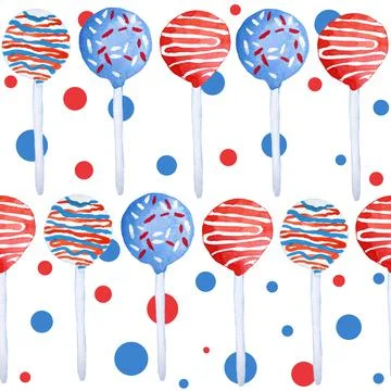 Watercolor seamless hand drawn pattern for patriotic 4th fourth of July Stock Illustration