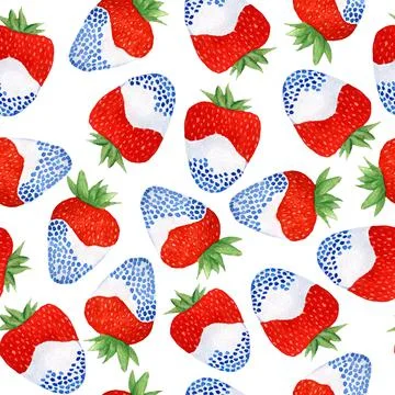 Watercolor seamless hand drawn pattern for patriotic 4th fourth of July Stock Illustration