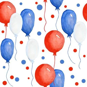 Watercolor seamless hand drawn pattern for US Independence day 4th fourth of Stock Illustration
