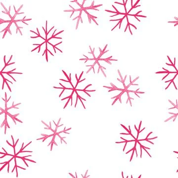 Watercolor seamless hand drawn pattern with pink Christmas elements, modern boho Illustrazione stock