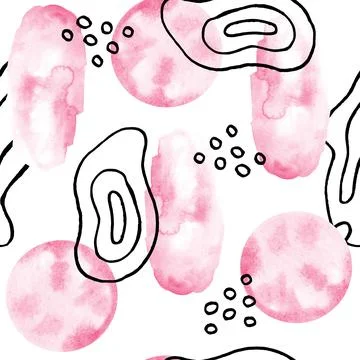 Watercolor seamless hand drawn pattern with pink Christmas elements, modern boho Illustrazione stock