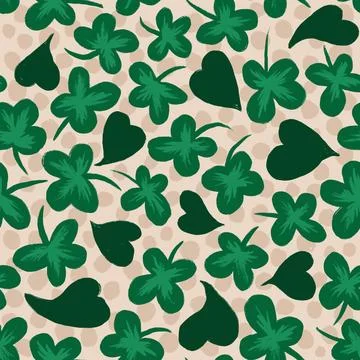 Watercolor seamless hand drawn pattern St Patrick's Day background, green irish Stock Illustration