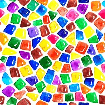 Watercolor seamless mosaic pattern. Stock Illustration