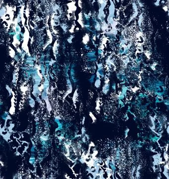 Watercolor seamless pattern. Abstract geometric dark blue background. Stock Illustration