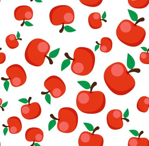 Watercolor seamless pattern with apples on the white background. Vector illus Illustrazione stock