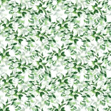 Watercolor seamless pattern with aromatic herbs and flowers Stock-Illustration