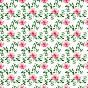 Watercolor seamless pattern with aromatic herbs and flowers Stock-Illustration