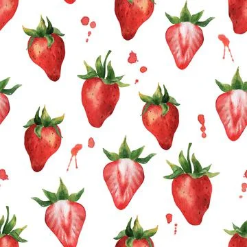 Watercolor seamless pattern with berries. Stock Illustration