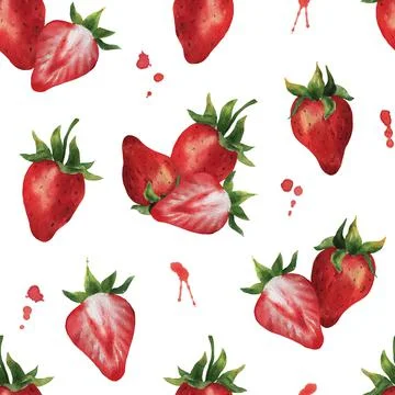 Watercolor seamless pattern with berries. Stock Illustration