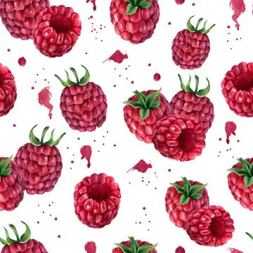 Watercolor seamless pattern with berries. Stock Illustration