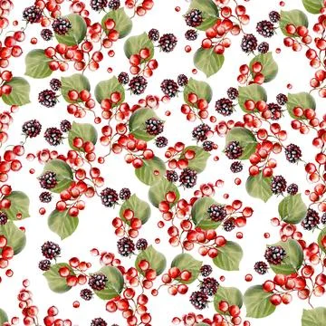 Watercolor seamless pattern of berries Stock-Illustration