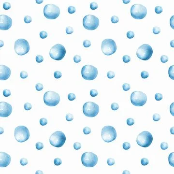 Watercolor seamless pattern with blue bubbles Stock Illustration