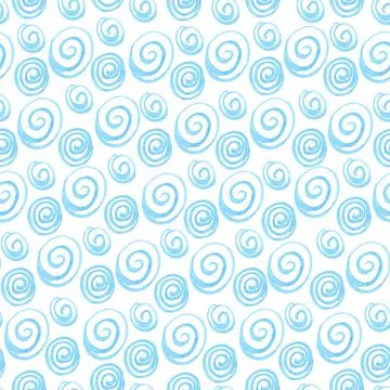 Watercolor seamless pattern with blue shells on white. イラスト素材