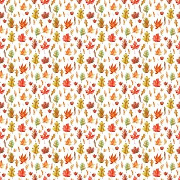 Watercolor seamless pattern with bright multicolored autumn Illustrazione stock