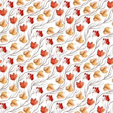 Watercolor seamless pattern with bright multicolored autumn leaves Illustrazione stock
