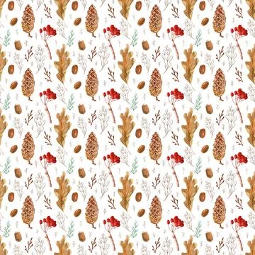 Watercolor seamless pattern with bright multicolored autumn leaves Illustrazione stock