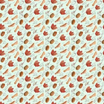 Watercolor seamless pattern with bright multicolored autumn leaves Illustrazione stock