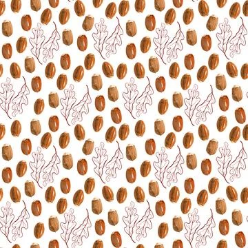 Watercolor seamless pattern with bright multicolored autumn leaves Stock Illustration