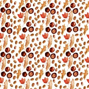 Watercolor seamless pattern with bright multicolored autumn leaves Illustrazione stock