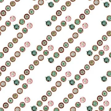 Watercolor seamless pattern with cacti in pots 스톡 일러스트