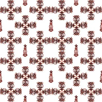 Watercolor seamless pattern with Celtic elements Stock Illustration