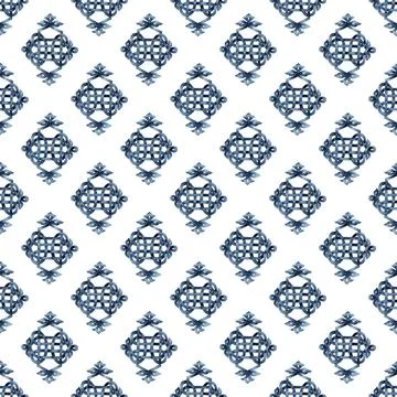 Watercolor seamless pattern with Celtic elements 库存插图