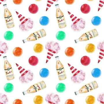 Watercolor seamless pattern on a circus theme Stock Illustration