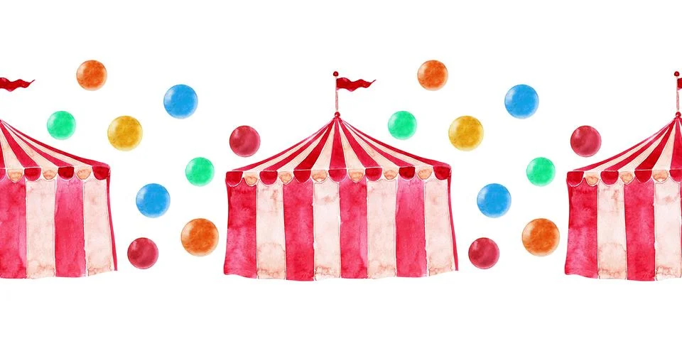 Watercolor seamless pattern on a circus theme Illustrazione stock