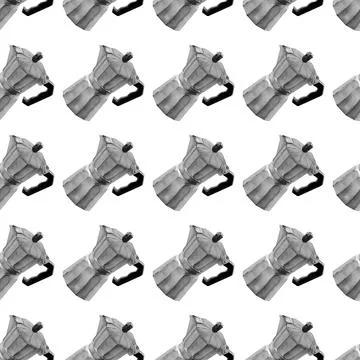 Watercolor seamless pattern with coffee attributes and coffee Illustrazione stock