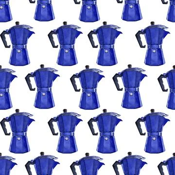 Watercolor seamless pattern with coffee attributes and coffee Illustrazione stock