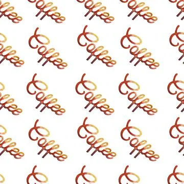 Watercolor seamless pattern with coffee attributes and coffee Illustrazione stock