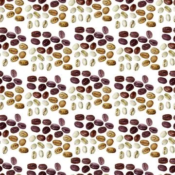 Watercolor seamless pattern with coffee attributes and coffee Illustrazione stock