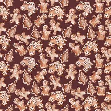 Watercolor seamless pattern with cooking tools and holiday sweets Illustrazione stock