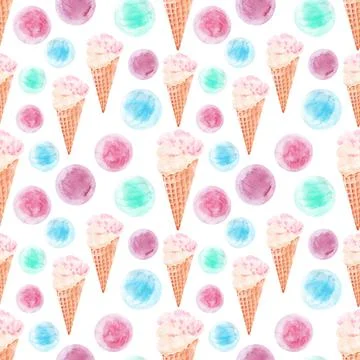 Watercolor seamless pattern with cooking tools and holiday sweets Stock Illustration