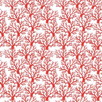 Watercolor seamless pattern of corals on a white background. Illustrazione stock