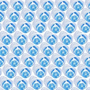 Watercolor seamless pattern with dark blue-blue stylized acanthus leaves Stock Illustration