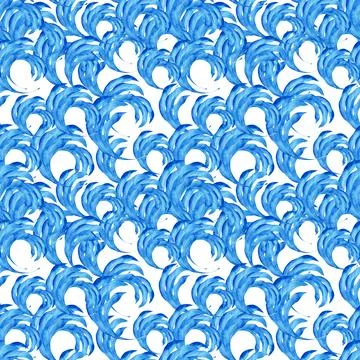 Watercolor seamless pattern with dark blue-blue stylized acanthus leaves Stock Illustration