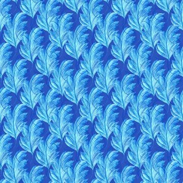 Watercolor seamless pattern with dark blue-blue stylized acanthus leaves Stock Illustration