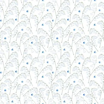 Watercolor seamless pattern with delicate spring lilies of the valley Stock Illustration