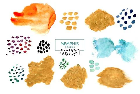 Watercolor seamless pattern, dot memphis fashion style, bright design repeating Illustrazione stock
