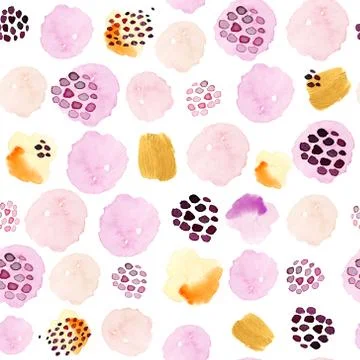 Watercolor seamless pattern, dot memphis fashion style, bright design repeating Illustrazione stock