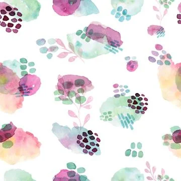 Watercolor seamless pattern, dot memphis fashion style, bright design repeating Stock Illustration