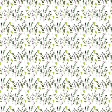 Watercolor seamless pattern drawing with branches and cherry blossoms Illustrazione stock