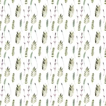 Watercolor seamless pattern drawing with branches and cherry blossoms Illustrazione stock