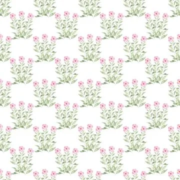 Watercolor seamless pattern drawing with branches and cherry blossoms Illustrazione stock